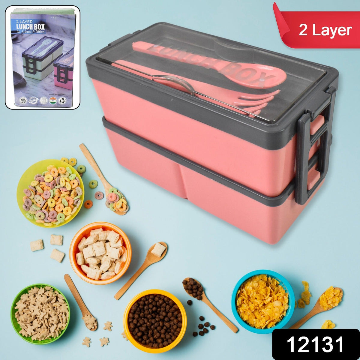 Plastic 3 Layer Leak Proof 3 Compartment Lunch Box for Office  (1 Pc)