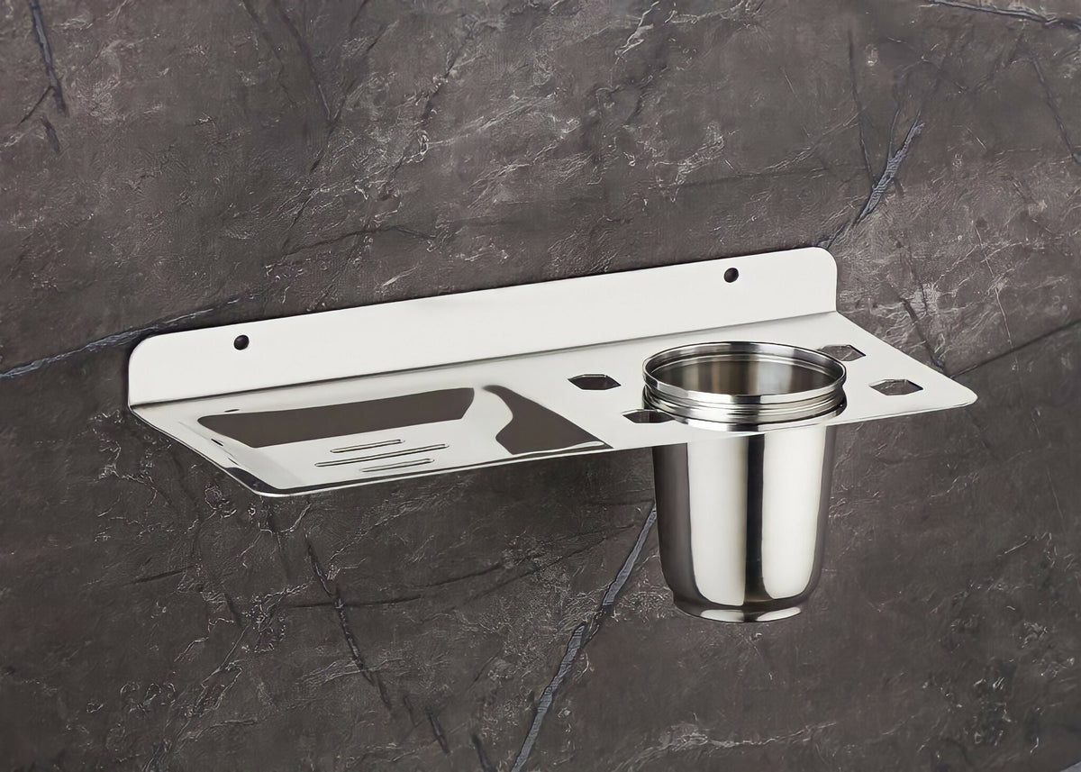 STAINLESS STEEL 134 SOAP DISH WITH TUMBLER HOLDER