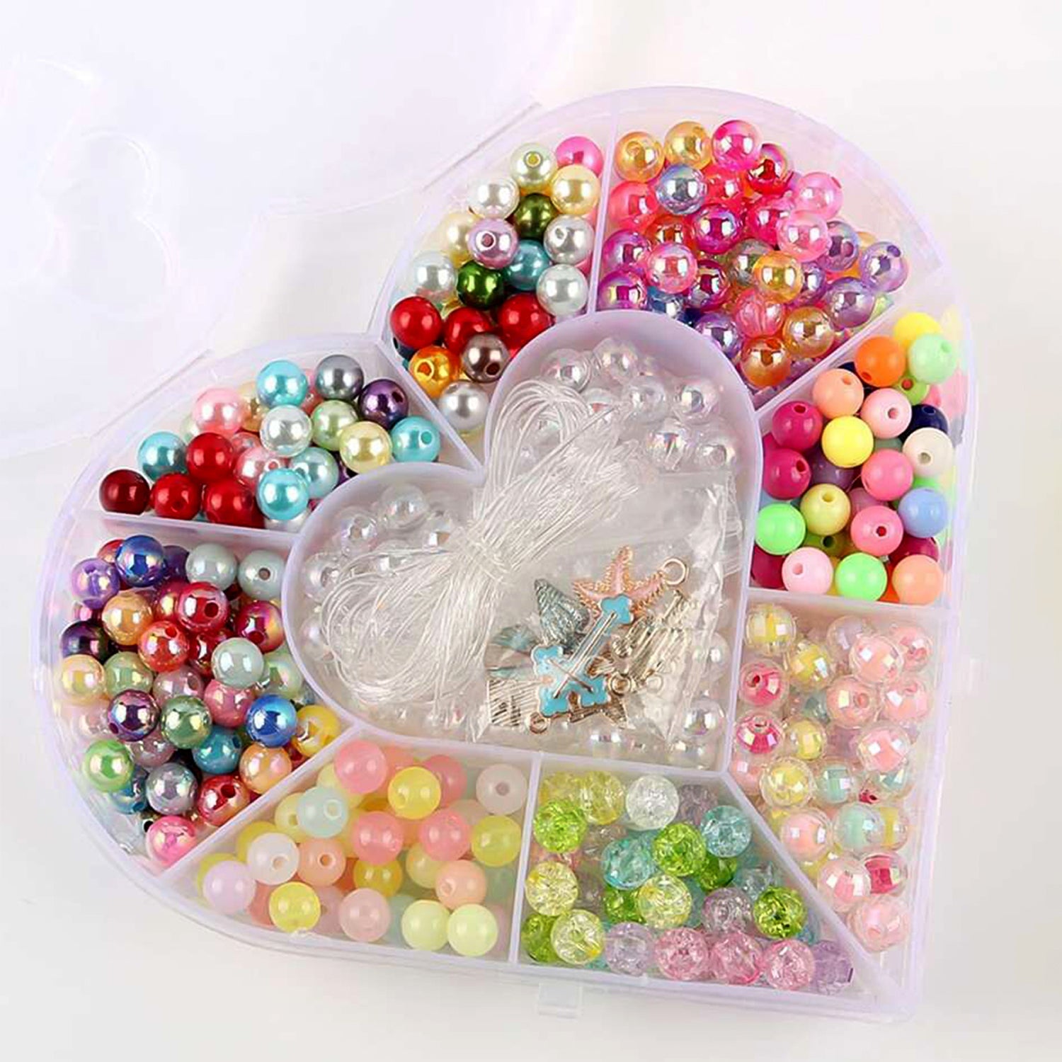Charming Heart-Shaped 10-Compartment Multi-Purpose Craft & Bead Organizer Box