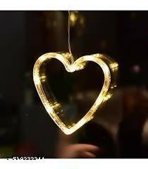 "Set of 3 LED Heart-Shaped Hanging Curtain String Lights – Warm White Decorative Lights for Romantic Room Décor, Window Display, Balcony, Wedding, Anniversary & Valentine’s Day – Battery Operated Festive Lighting"