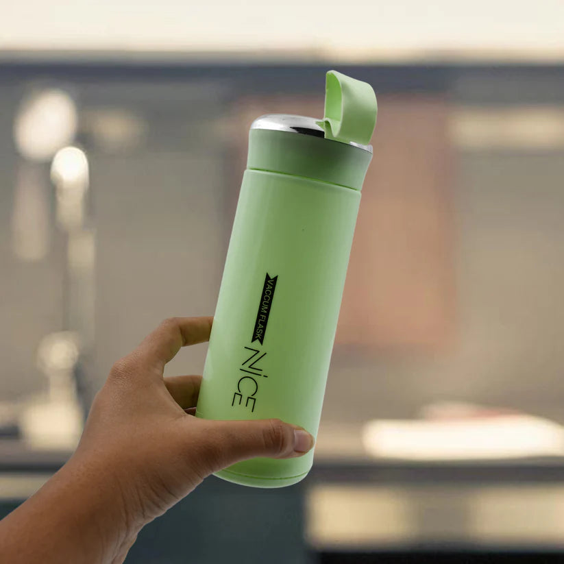 Outdoor sport water bottle 400ml leak proof BPA-free for travel cold and hot water glass water bottle with daily water intake for gym and children, Nice Bottle (1 pc)