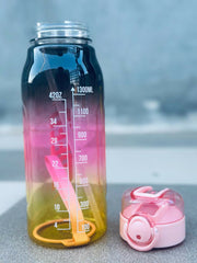 Motivational 1300 ML three shaded water bottle (BLACK AND YELLOW)