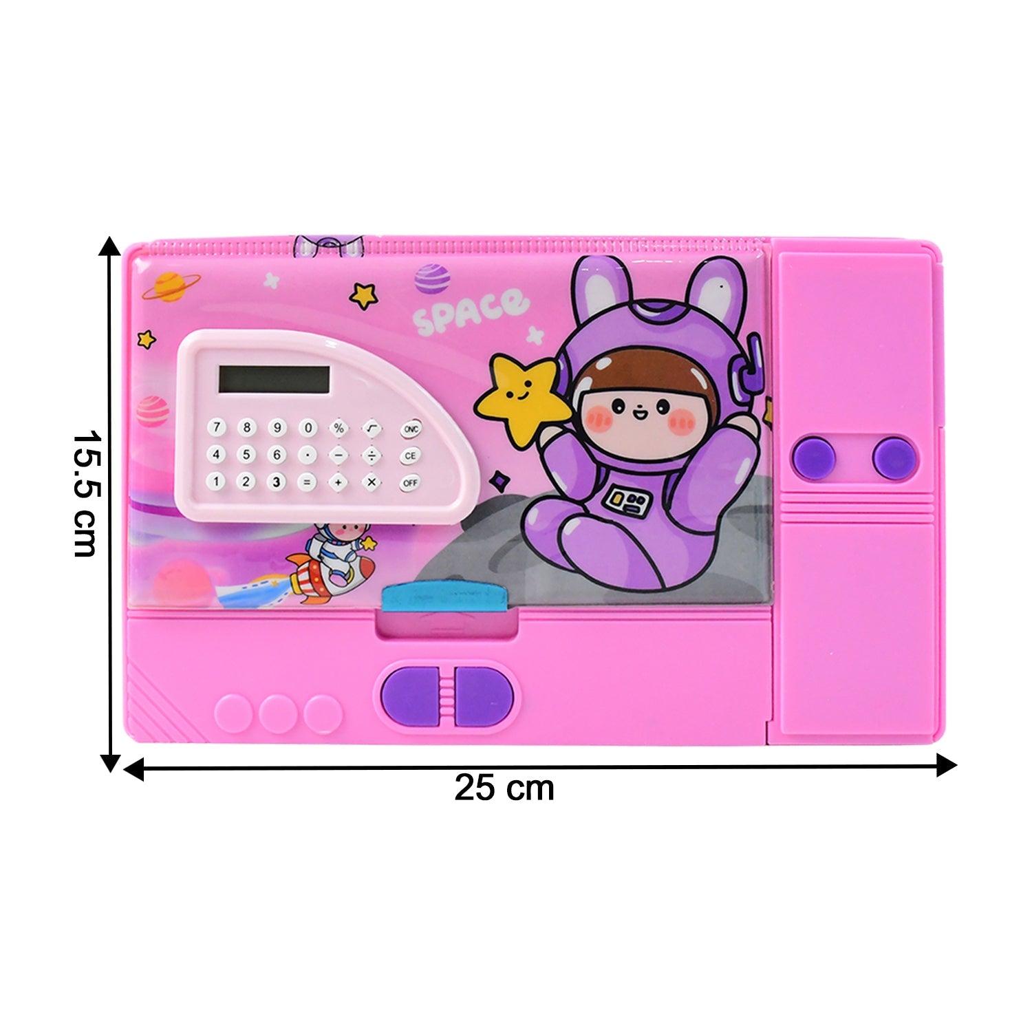 Interstellar Explorer Space Theme Pencil Box with Integrated Calculator & Organizer