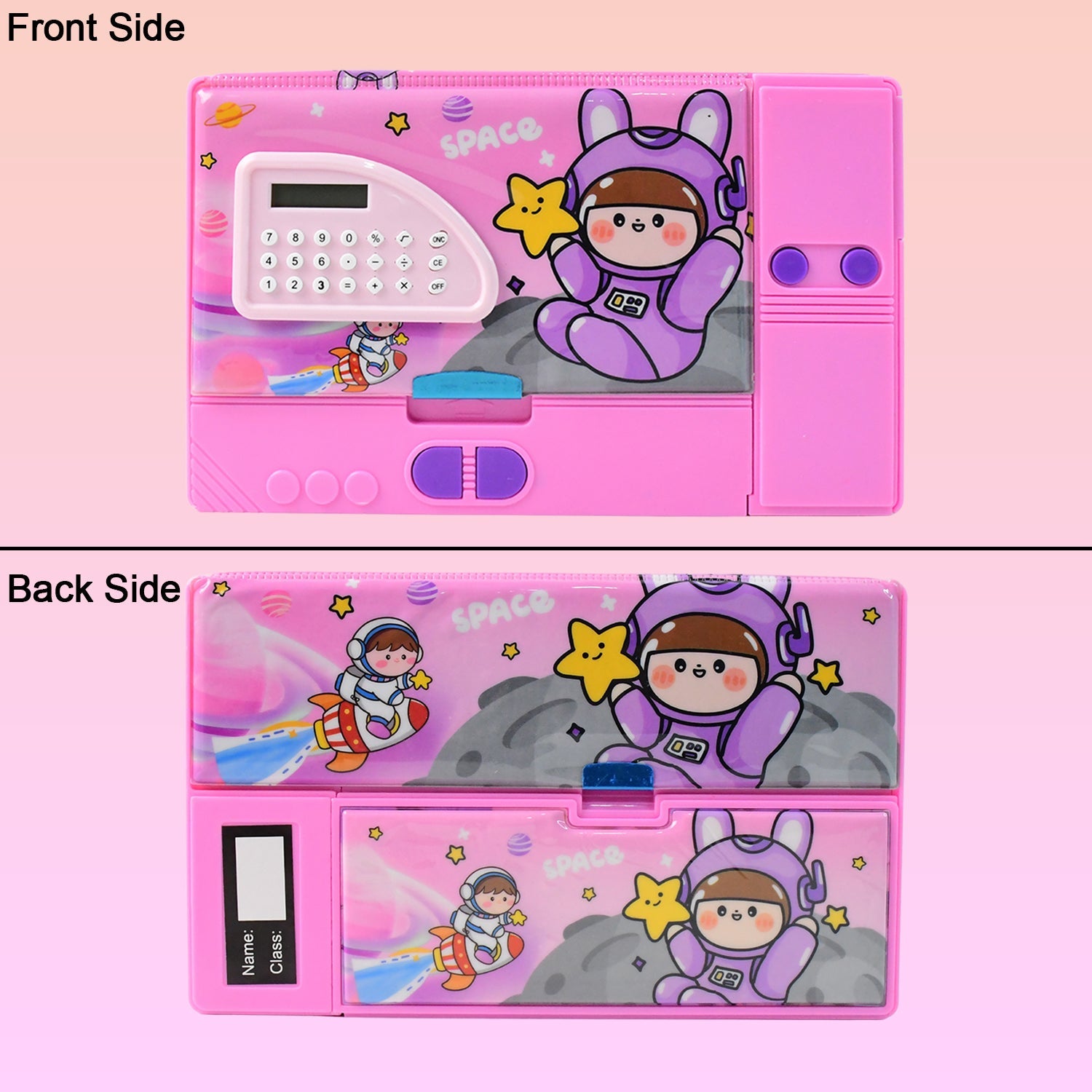 Interstellar Explorer Space Theme Pencil Box with Integrated Calculator & Organizer