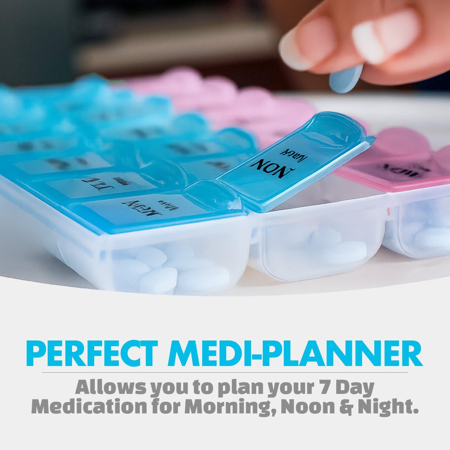 Effortless Weekly Pill Organizer | 21-Compartment AM/PM Medicine Dispenser