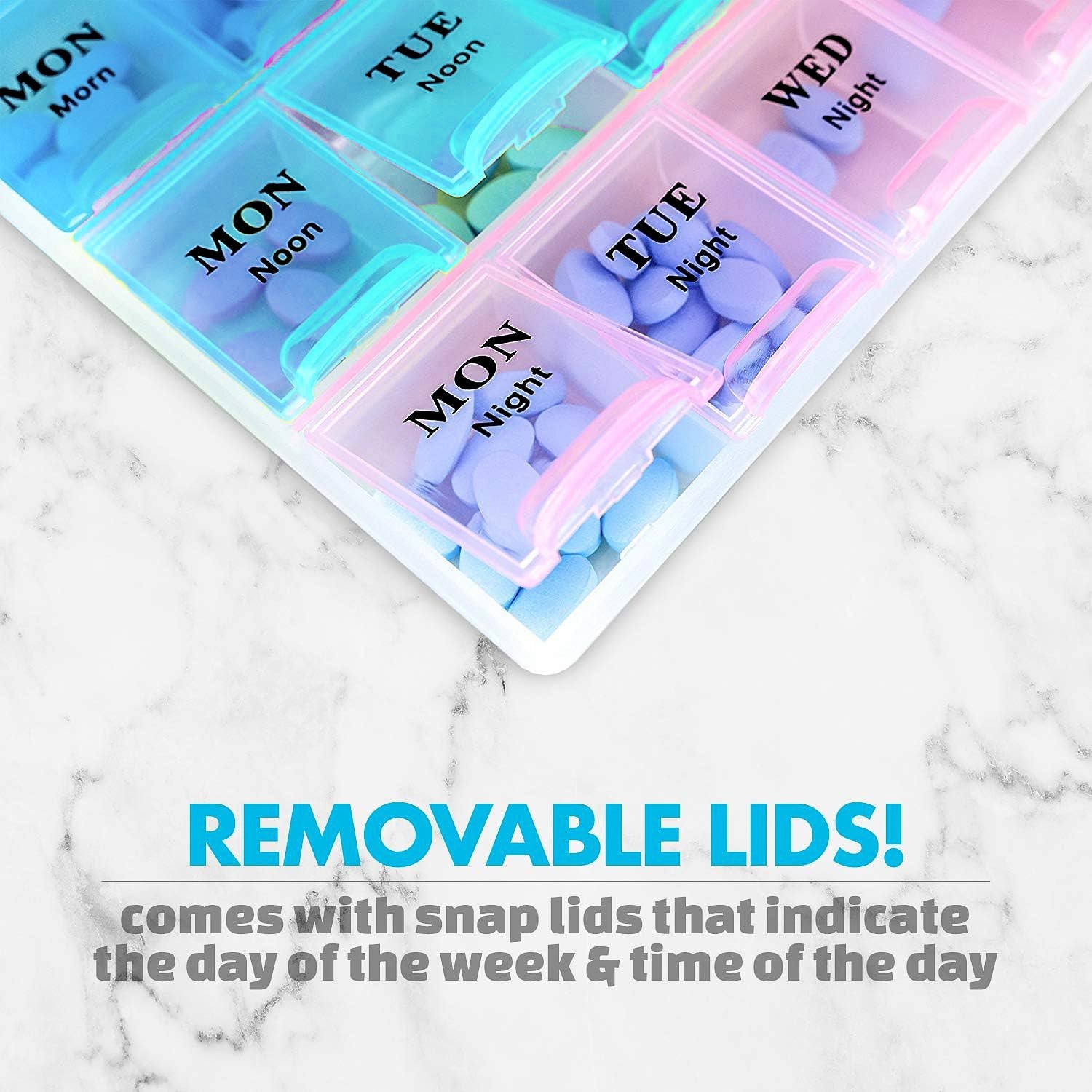 Effortless Weekly Pill Organizer | 21-Compartment AM/PM Medicine Dispenser