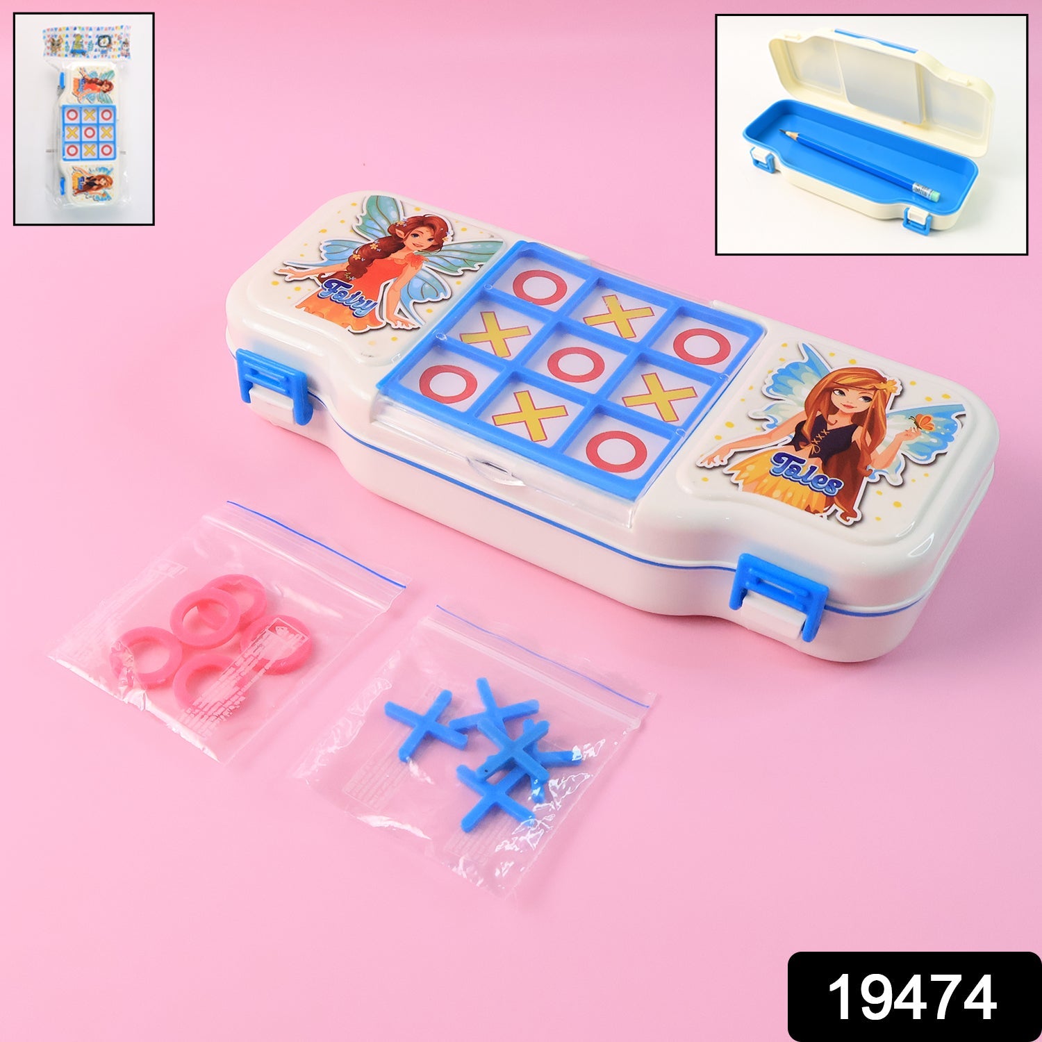 Interactive 2-in-1 Kids Pencil & Game Box - Tic Tac Toe Fun for School
