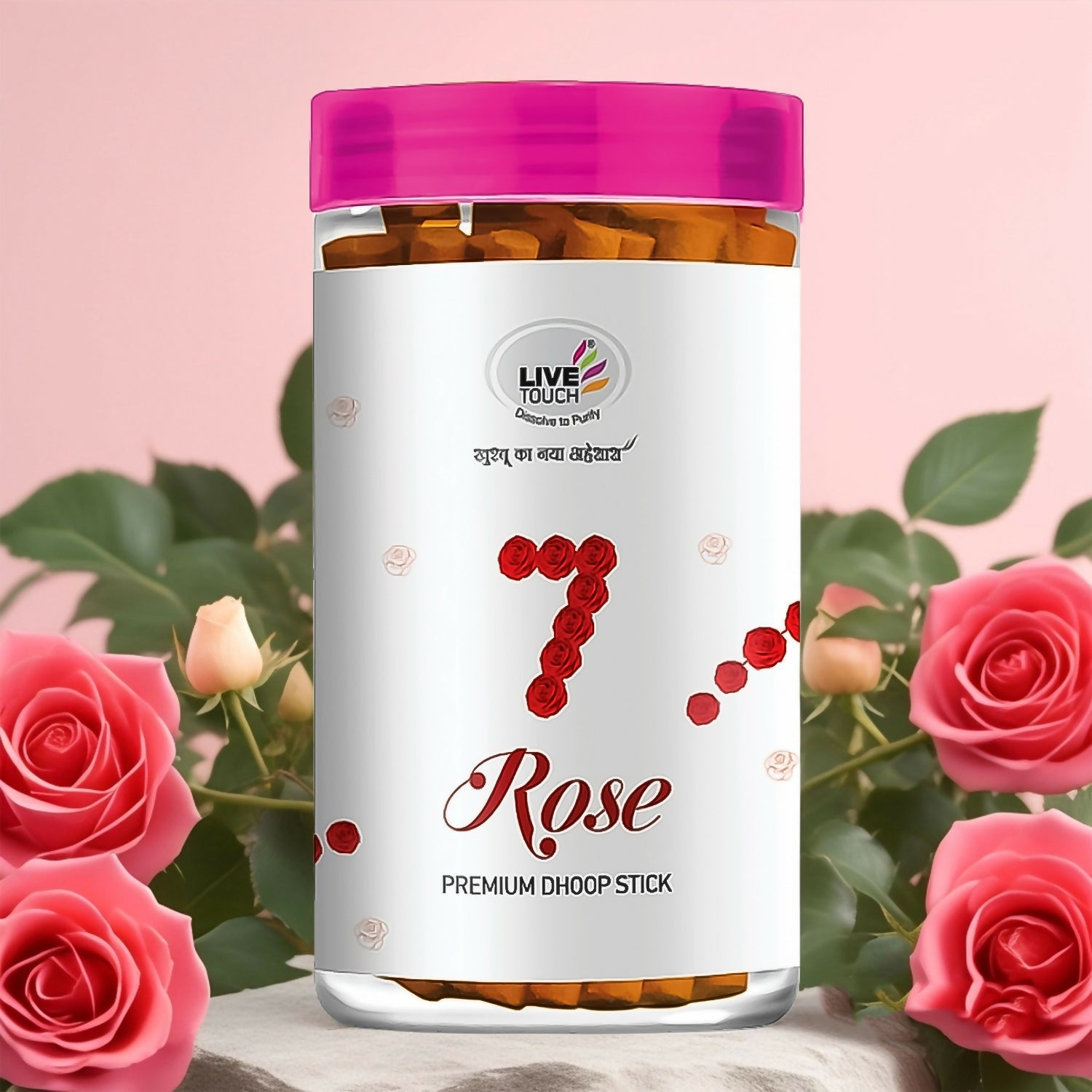 Premium 7 Rose Dhoop Sticks (Jar Pack / 100grams)