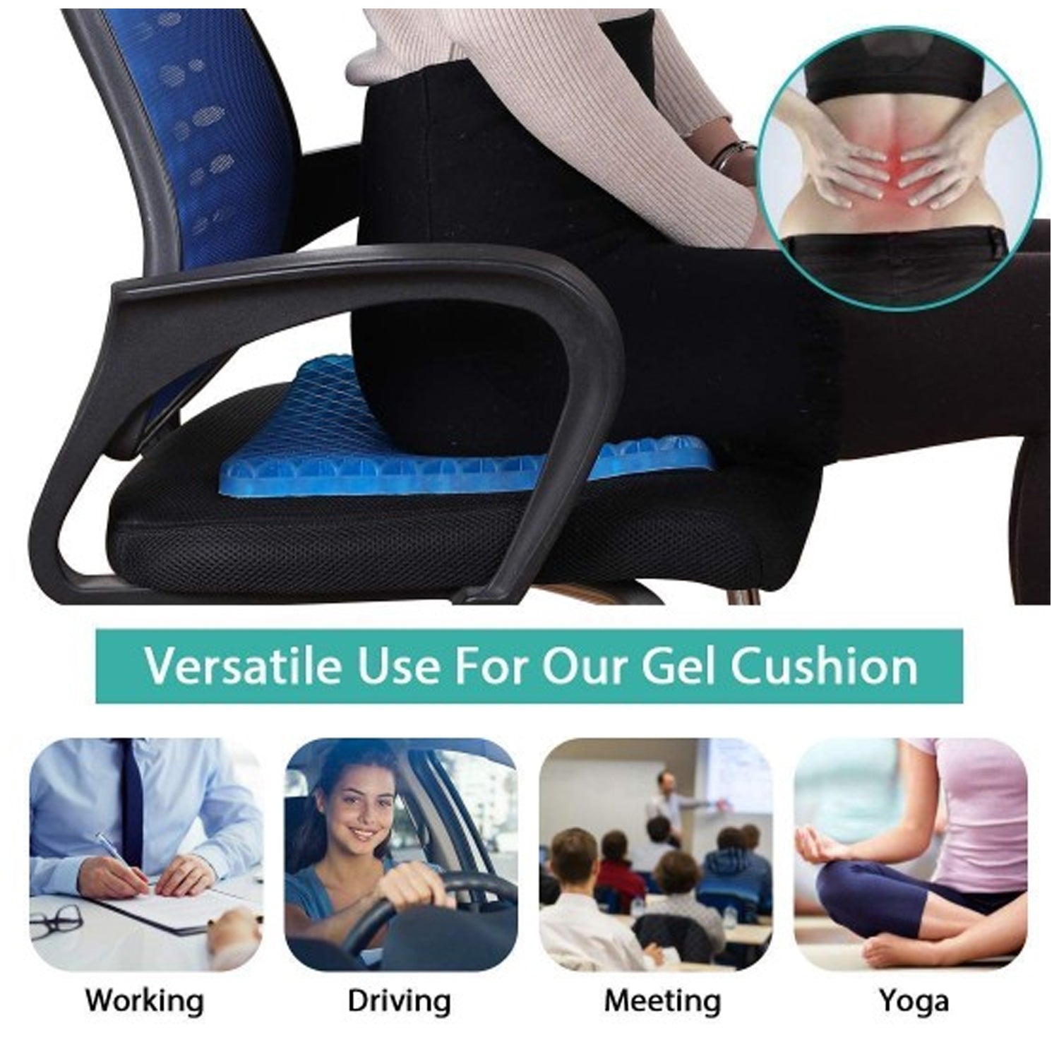 Silicone Flex Pillow Gel Orthopaedic Seat Cushion Pad for Car