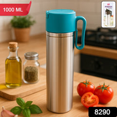Supermom Stainless Steel Fresh Oil Pourer Bottle with Flip Lid and Handle Approx 1000ML (1 Pc)