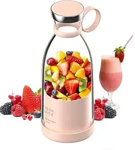 FreshJuice Portable Blender Bottle – Fruit Mixer & Smoothie Maker (USB Rechargeable, Pink)