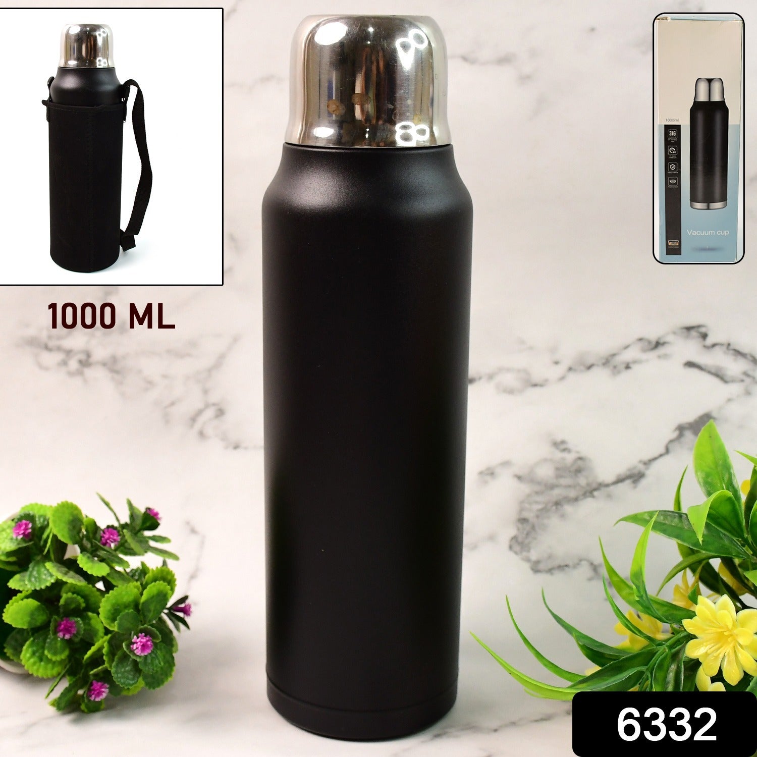 Stainless Steel Vacuum Water Bottle  – Hot & Cold Insulated Flask (1000 ML Approx)