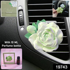 Elegant Rose Flower Car Air Freshener Clip for AC Vent with Perfume Bottle 10ML(1 Pc)