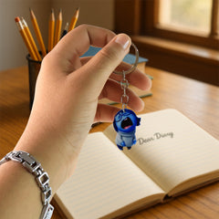 Charming Blue Girl Cartoon Keychain & Bag Charm for Kids