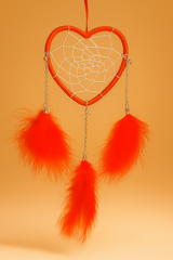 Heart thread hanging small dream catcher red