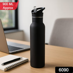 HydroFlow Pro 900ML Matte Black Leak-Proof Sports Hydration Bottle