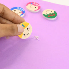 KikiKart Fun Smiley Face Cartoon Erasers for Kids (4-Pack)