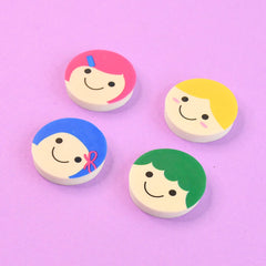 KikiKart Fun Smiley Face Cartoon Erasers for Kids (4-Pack)