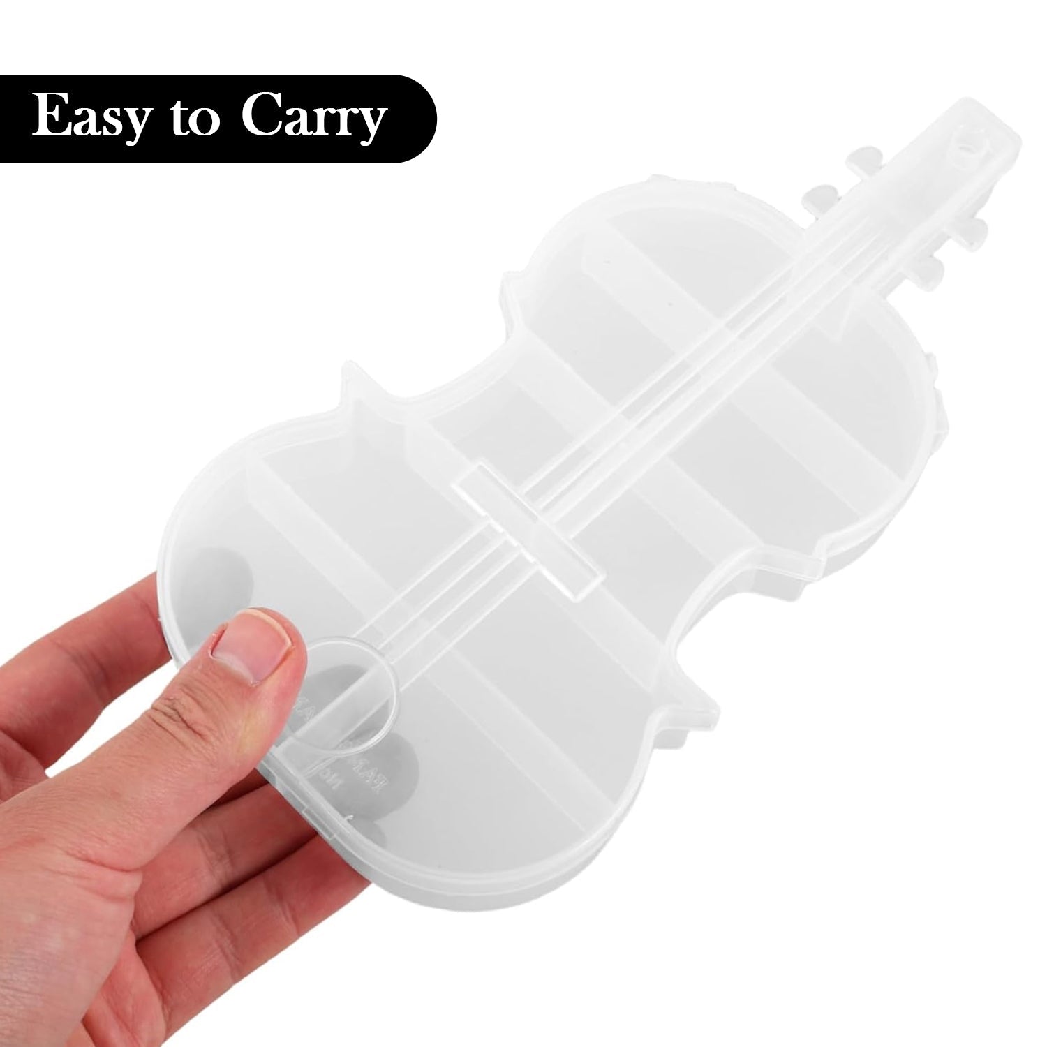 Elegant Violin-Shaped Clear Multi-Compartment Storage & Organizer Box