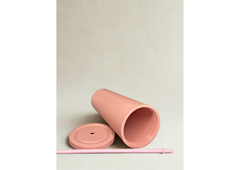 BlushSip – Matte Pink Tumbler with Straw Simple Modern Insulated Tumbler Cup with Straw Lid and Flip Lid | Reusable Water Bottle for Cold Brew Tea Iced Coffee Travel Mug | Classic Collection