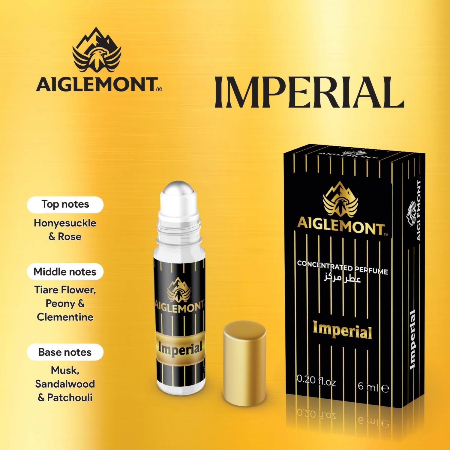 Aiglemont's Imperial, 6ml Roll-on, Alcohol free, Long Lasting Attar