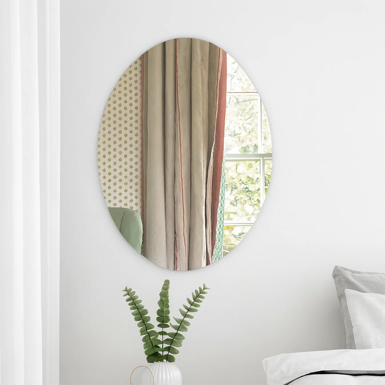 Elegant Oval Frameless Wall Mirror for Home & Office Decor (6 Pc)