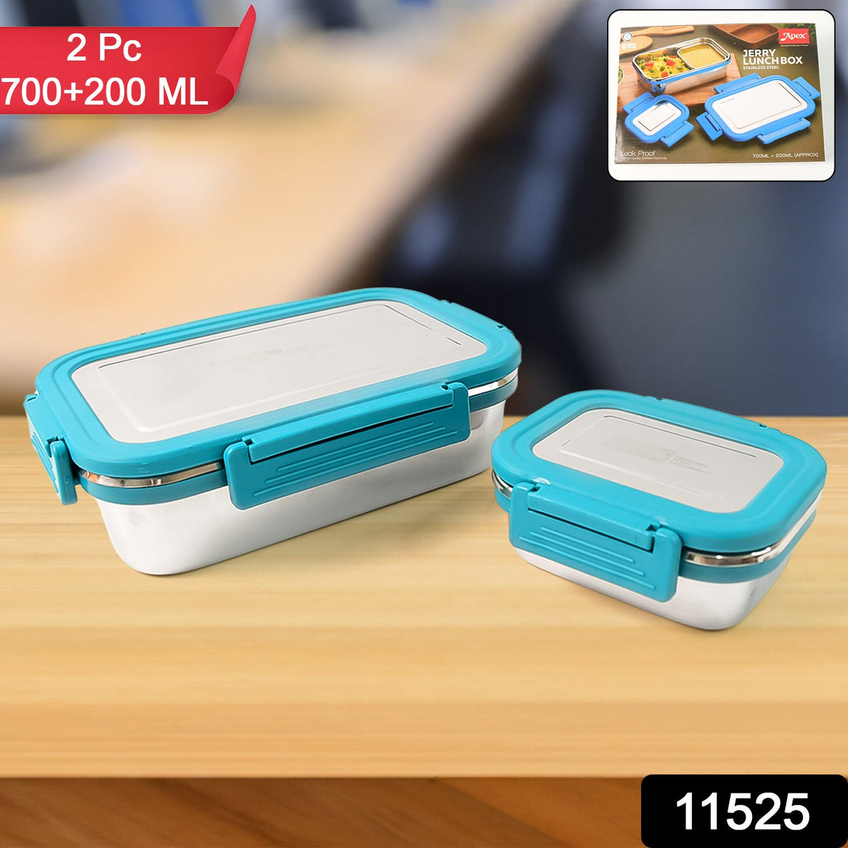 Apex Jerry Lunch Box Premium Stainless Steel Food Container (2 Pc / 700+200 ML Approx)