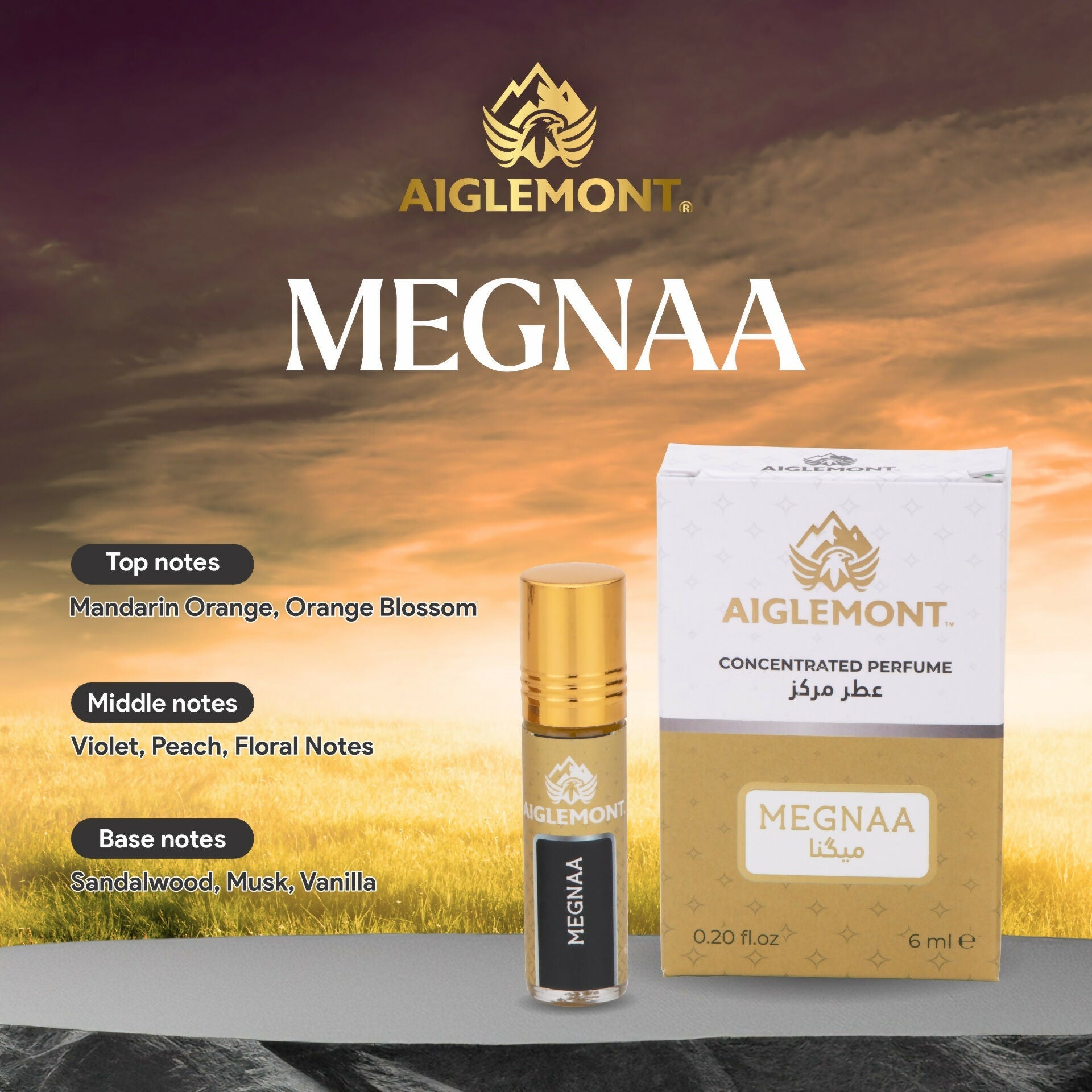 Aiglemont's Megnaa, 6ml Roll-on, Alcohol free, Long Lasting Attar
